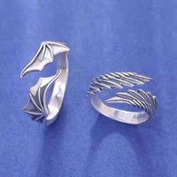 Bague réglable pour femme, style gothique punk, ailes d'ange et de démon, pour femmes stylées, bijoux de couple, ensemble de fête