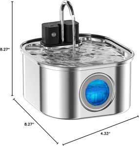 Fontaine à eau pour animaux de compagnie en acier inoxydable, ultra silencieuse, 3,2 L, fontaine à boire pour chat, USB, filtre quadruple, qualité alimentaire 304 - Product Image 6