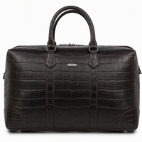 Sac de voyage personnalisé GORFIA en cuir PU gaufré crocodile, grand sac de week-end avec poignées roulées et sangle amovible
