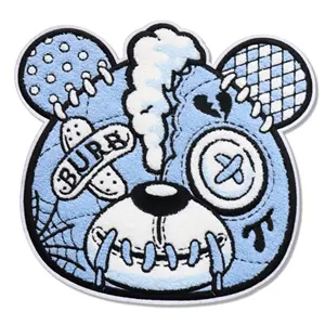 Free Sample Custom Chenille Bear Patches Embroidery Logo Iron On Bear Patches Sew On Custom Embroidery