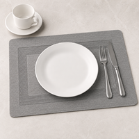 Set de table en feutre gris personnalisé, bordure géométrique, tapis de table résistant à la chaleur, réutilisable, protection de table de cuisine