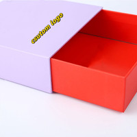 Boîte à bijoux coulissante A1 avec tiroir, étui lavande, plateau rouge, ruban de traction, impression de logo personnalisé, ensemble de présentation cadeau en carton mat