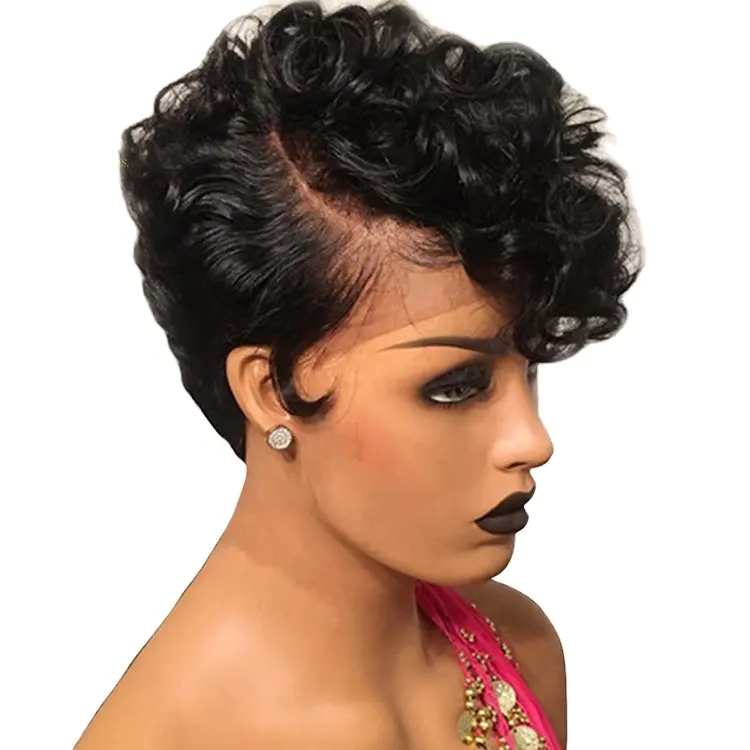 Megalook Short Pixie Curly Bob Wig Factory Vendor Black Women Raw Indian Virgin Cuticle Aligned Hair Lace Front Wigs