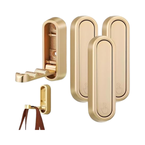 Heavy-Duty Foldable Wall <strong>Hooks</strong> Gold Zinc Alloy Flip-Down Design Wall Mount <strong>Rails</strong> for Bathroom or Kitchen Use - Product Image 1