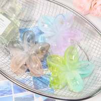 Pince à cheveux en plastique de 8 cm, motif Plumeria marbré dégradé, effet gelée cristalline, accessoire de fête et de vacances pour femme, esthétique HQ