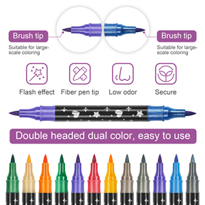 Penna <span class=keywords><strong>Glitter</strong></span> a Doppia Punta e Doppio Colore con Logo Personalizzato all'Ingrosso, Evidenziatore Scintillante per Journaling e Ufficio - Product Image 5