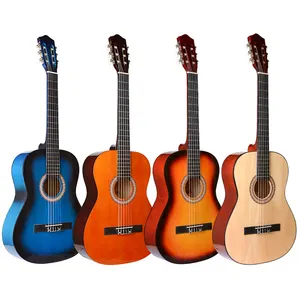 Hot selling 39 inch kleurrijke linden reizen klassieke gitaar muziekinstrumenten