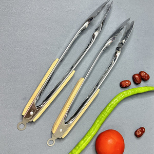 Wholesale Stock 18inch Stainless Steel Food Tong Wood Handle <b>Baking</b> <b>Accessories</b> Heat Resistant Easily Cleaned Metal Locking - Product Image 6