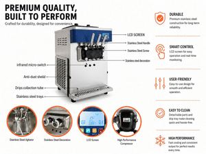 MAYHOPE Máquina de helado suave de 6 boquillas, modelo QBL918, con engranajes individuales, para leche de coco instantánea, tipo Olala - Product Image 4