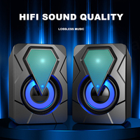 Altavoces para Juegos LeerFei X2 con Cable USB, RGB LED, Subwoofer, Crossover Bidireccional, Potencia de Salida de 6W, Radio FM, para Escritorio y Juegos Móviles
