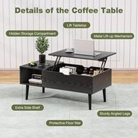 Table basse relevable Moderb Home Office Furniture noire avec compartiment caché