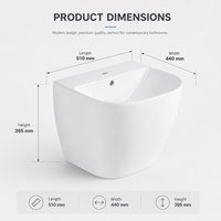 Lavabo mural en céramique moderne avec trou pour robinet simple et drain pour salle de bain d'hôtel et d'école
