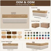 Comptoir de réception incurvé de style crème moderne, avec façade cannelée et éclairage LED, pour salon de beauté, spa, clinique