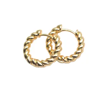 2022 Factory Direct High Quality Gold Filled Plated Round Shape Twisted Hoop Earrings For Fashion Women Jewelry