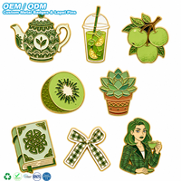 Badges et épingles de revers en métal émaillé souple ou dur, personnalisables avec logo, design vert tendance, pour collection, cadeau, casquette, chapeau, vêtements
