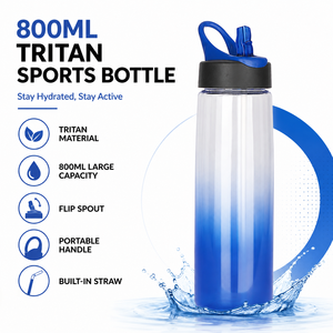 Botella de Agua Deportiva Tritan Idealist de 800 ml con Pajita, Libre de BPA, a Prueba de Fugas, para Gimnasio, Escuela y Actividades al Aire Libre, Personalizable - Product Image 2