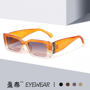 Eyewear Square Sunglasses Orange <b>Frame</b> UV400 Protection Unisex Style - Product Image 1