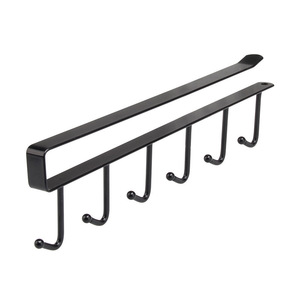 Wholesale Multifunctional 6-<b>Hook</b> Coffee Cup Mug Holder Black and White Iron <b>Shelf</b> for Kitchen Cabinet Sundries Organizer Storage - Product Image 3