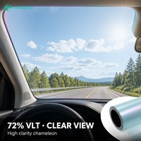 Película para Parabrisas Camaleón 72% VLT Azul Pálido Iridiscente, Tinte para Vidrio Delantero de Auto, IR 99% UV 99%, Película Solar de 2mil, Venta al Por Mayor