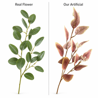 Vente en gros de tiges de fleurs artificielles en soie d'eucalyptus, décorations réalistes pour la maison, les mariages, les fêtes, les tables, la décoration d'automne, verdure en vrac