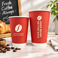 Gobelet à café jetable en papier à double paroi biodégradable, orange, avec logo personnalisé imprimé, gobelet isotherme pour boissons à emporter