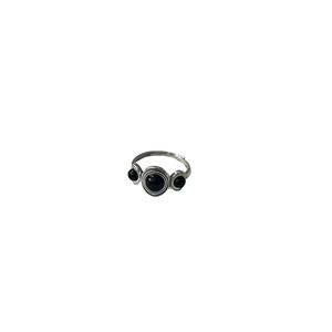 Ruitai S925 <b>Sterling</b> <b>Silver</b> Black Agate Open <b>Ring</b> <b>Adjustable</b> Women's Geometric Design Everyday Wear - Product Image 5