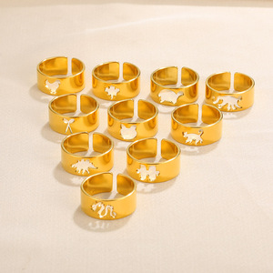 Nouvelle bague de niche européenne et américaine, spéciale, simple, créative, creuse, en acier inoxydable, motif petit animal, style punk, pour femme - Product Image 4