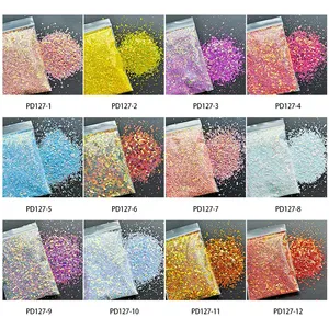 50g/bolsa Purpurina hexagonal holográfica gruesa para uñas, polvo de purpurina para puntas de uñas, escamas de sirena, purpurina brillante, cristal de resina para maquillaje - Product Image 3
