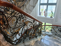 Rampe d'escalier en fer forgé de haute qualité, personnalisable, résistante à la rouille, style néoclassique moderne, pour villa, balcon, hôtel, appartement, DIY, KHP Luxury