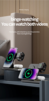 Support de personnalisation, charge rapide magnétique 3-en-1 15W, lumières LED électriques PD, interface Type-C, montre intelligente simultanée