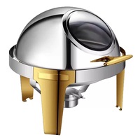 Ensemble de réchauds de buffet en métal doré de luxe, écologique et portable, pour garder les aliments au chaud, idéal pour la restauration et les événements commerciaux