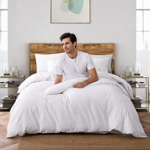 Ensemble de literie moderne et écologique 100 % coton, taille Queen, 4 pièces, avec housse de couette, drap et taies d'oreiller, toutes saisons - Product Image 4