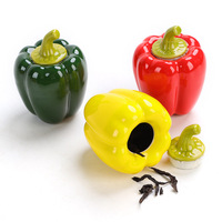 Pot de stockage de légumes et de poivre en céramique moderne en forme de piment stockage de cuisine coloré pour une utilisation alimentaire de fête