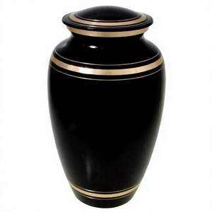 Urnas de metal de cremación de latón negro de excelente calidad para cenizas humanas Bolsa de terciopelo gratis - Product Image 1