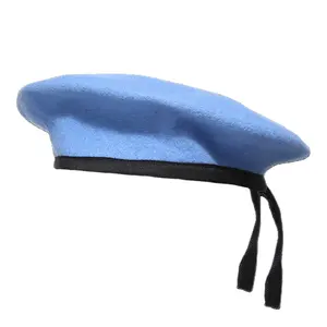 Bonés de boina 100% lã com logotipo personalizado, tecido macio de malha com desenho azul da ONU, unissex, para adultos e crianças, uso ao ar livre, pele de algodão quente