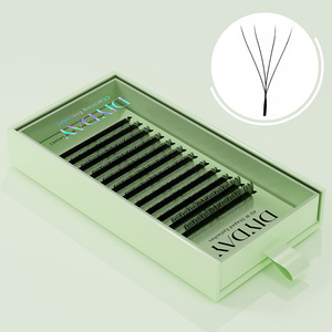 DIYDAY 4D <span class=keywords><strong>W</strong></span> Shape Premade Fan Extensión de pestañas 0,07 Espesor Natural Coreano PBT Fibra CC DD 7mm Single 25mm Mix para privado - Product Image 2