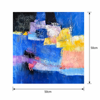 Peinture à l'huile sur toile de coton et lin, peinte à la main, 50x50cm, bleu abstrait, texture épaisse, impasto, art mural pour salon, décoration de galerie