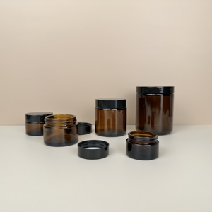 Anufacturer 4oz 120ml Empty lack ID Amber Lass andandle ar osmético Lass Jar - Product Image 6