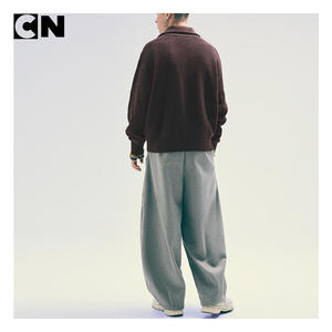 Suéter con Certificación GRS, Fabricante de Suéteres, Logotipo Personalizado Bordado, Suéter Cardigan de Lana para Hombre, Chaqueta de Punto con Cierre - Product Image 3