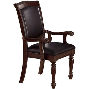DB Royal Majestic Brown Dining Room Furniture Set 2 Arm <b>Chairs</b> <b>Faux</b> <b>Leather</b> Upholstered Seat Formal Brown Color Dining <b>Chairs</b> - Product Image 5