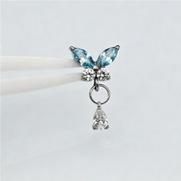 Boucles d'oreilles pendantes fines Freya G23 en titane, style papillon, populaires en Europe et en Amérique, avec zircone, pour filles