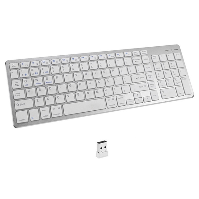 New Ergonomic 2.4G Wireless Dual Model Full Size Rechargeable Silent Keyboard for Laptop Computer