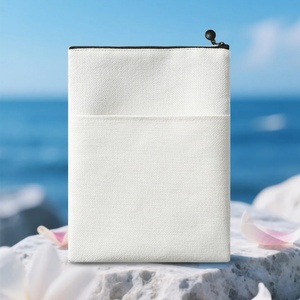 Housse de livre en coton et lin vierge pour transfert thermique, avec fermeture éclair, sublimation, protection anti-poussière, pochette de livre portable, sac à main pour livres brochés - Product Image 4