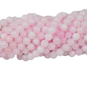 Natuurlijke Gladde Bedel Edelsteen Roze Mangano Calciet 6M 8M 10Mm Ronde Losse Stenen Kralen Voor Sieraden Maken