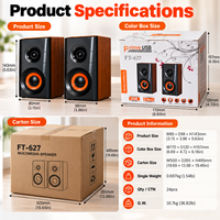 Haut-parleurs multimédias alimentés par USB pour PC, ordinateur portable, ordinateur de bureau, haut-parleur stéréo avec prise audio 3,5 mm, design en bois