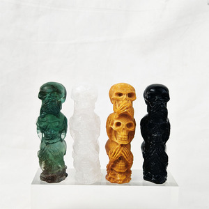 Cristal Natural con Diseño de <span class=keywords><strong>Tres</strong></span> <span class=keywords><strong>Calaveras</strong></span>, Material Mixto, Artesanía, Colección de Cristal para Decoración, Precio de Fábrica - Product Image 2