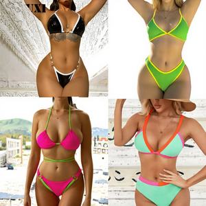 Novedades: Conjunto de Dos Piezas para Mujer, Top Corto con Escote Cruzado, Bikini sin Espalda, de Secado Rápido - Product Image 3