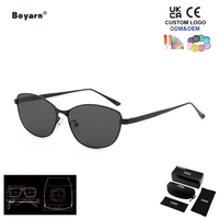 Lunettes de soleil rectangulaires rétro Boyarn, monture métallique tendance UV400, pour les vacances en plein air et les photos