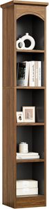 Tall 5-Tier Open Bookcase with Storage <strong>Cubes</strong>, Freestanding Narrow Shelving <strong>Unit</strong>, Brown Book <strong>Shelf</strong> for Home Office &amp; Living Space - Product Image 2