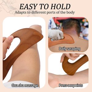 Hölzernes Cellulite-Massagegerät & Körper-<span class=keywords><strong>Gua</strong></span>-Sha-Werkzeug: Lymphdrainage, Linderung von Muskelermüdung für Frauen und Männer - Product Image 4